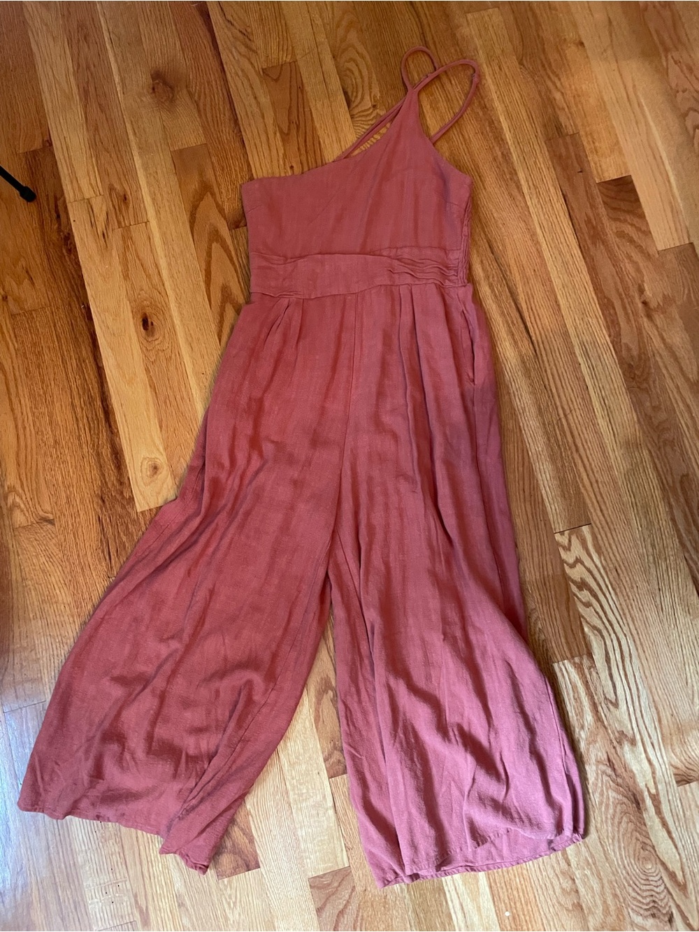 One-Shoulder Wide-Leg Jumpsuit in Dusty Rose